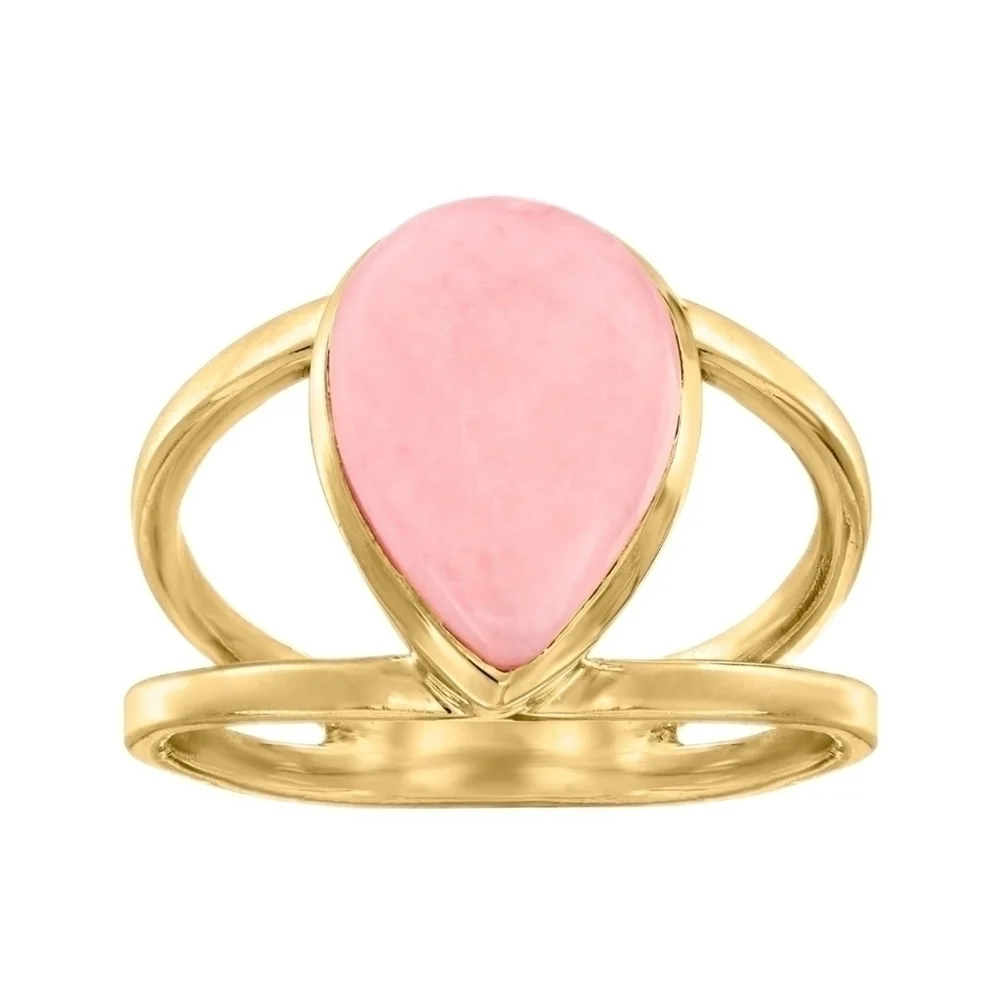 18K Yellow Gold Pink Opal Pear Shaped Ring
